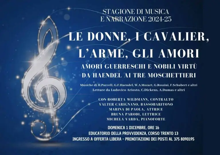 Concerti Torino - Stagione di Musica e Narrazione 2024-2025 L'Opera Rinata. 1 dicembre 2024.