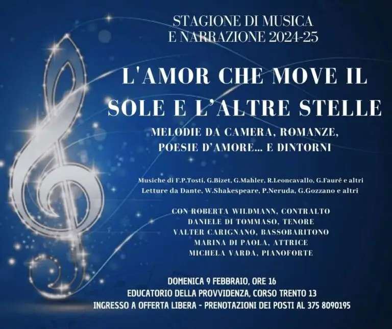 Concerti Torino - Stagione di Musica e Narrazione 2024-2025 L'Opera Rinata. domenica 9 febbraio 2025.