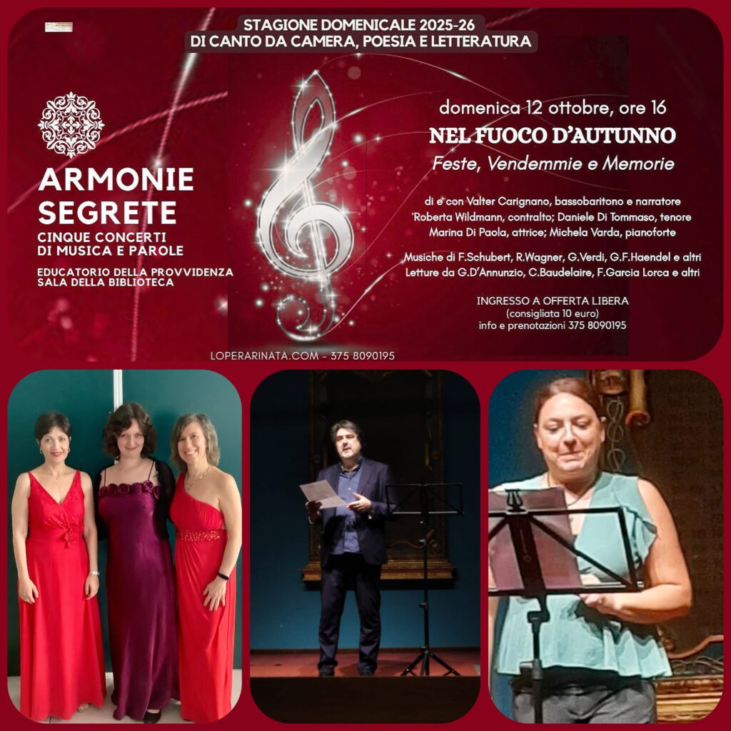 Concerti Torino - Domenica 12 ottobre ore 16 - Stagione di Canto da Camera, Poesia e Narrazione 2025-2026 L'Opera Rinata
