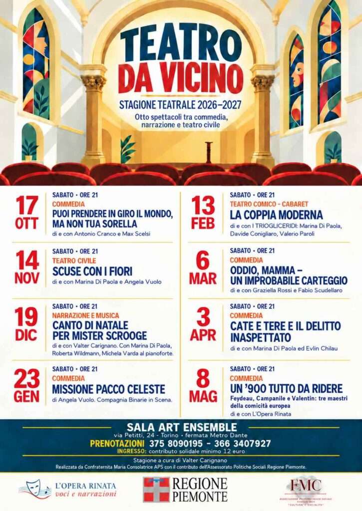 Teatro da Vicino – stagione teatrale 2026-2027 alla Sala Art Ensemble di Torino
